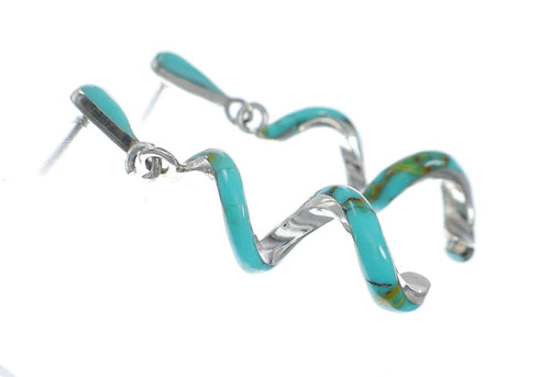 Swirl Sterling Silver Turquoise Inlay Post Dangle Earrings SN20460